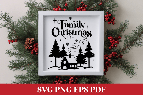 Family Christmas with Winter Scene