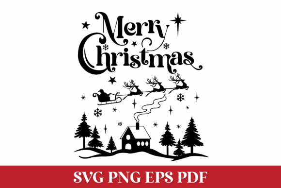 Merry Christmas Quote with Santa Sleigh